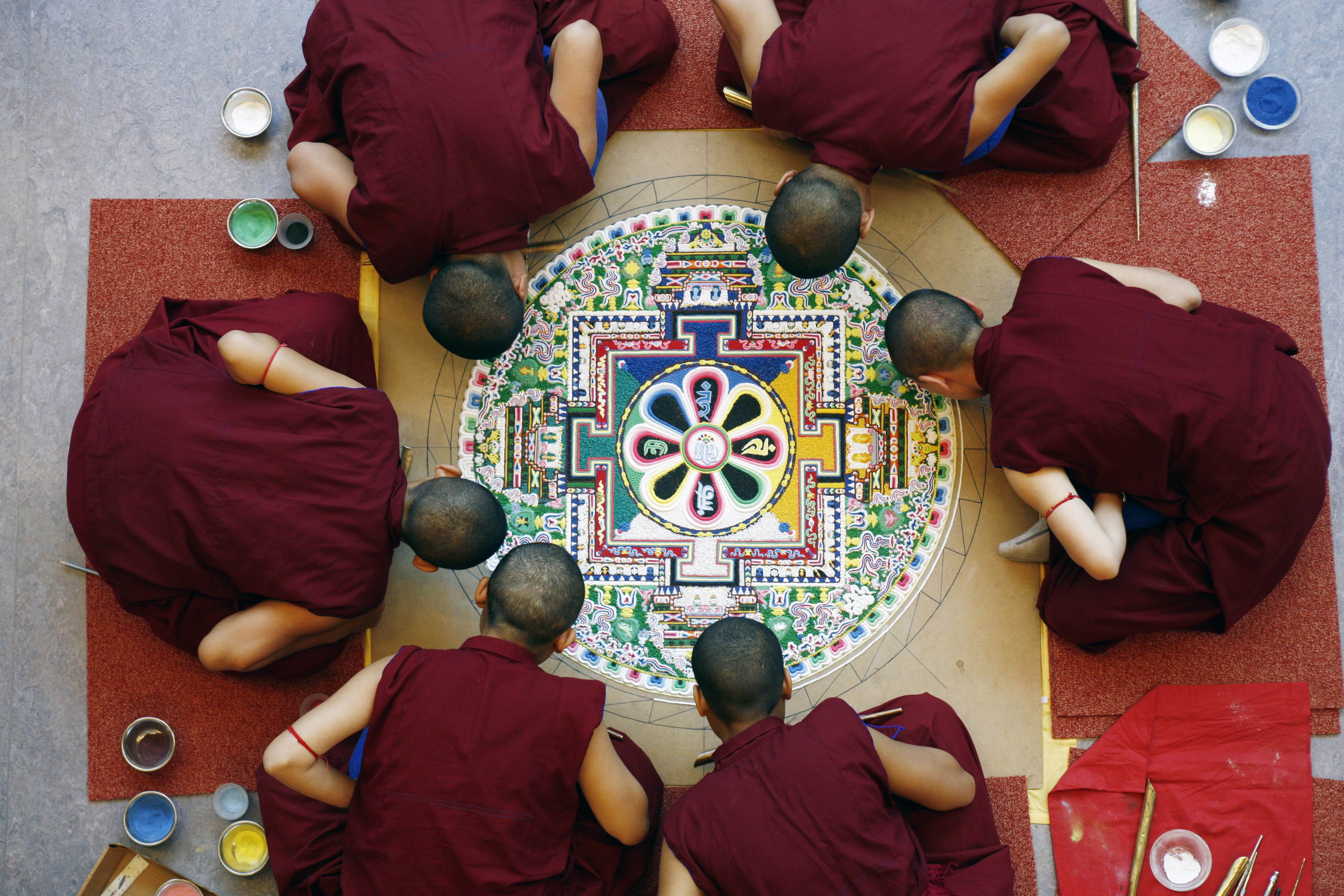 Monks making mandalas