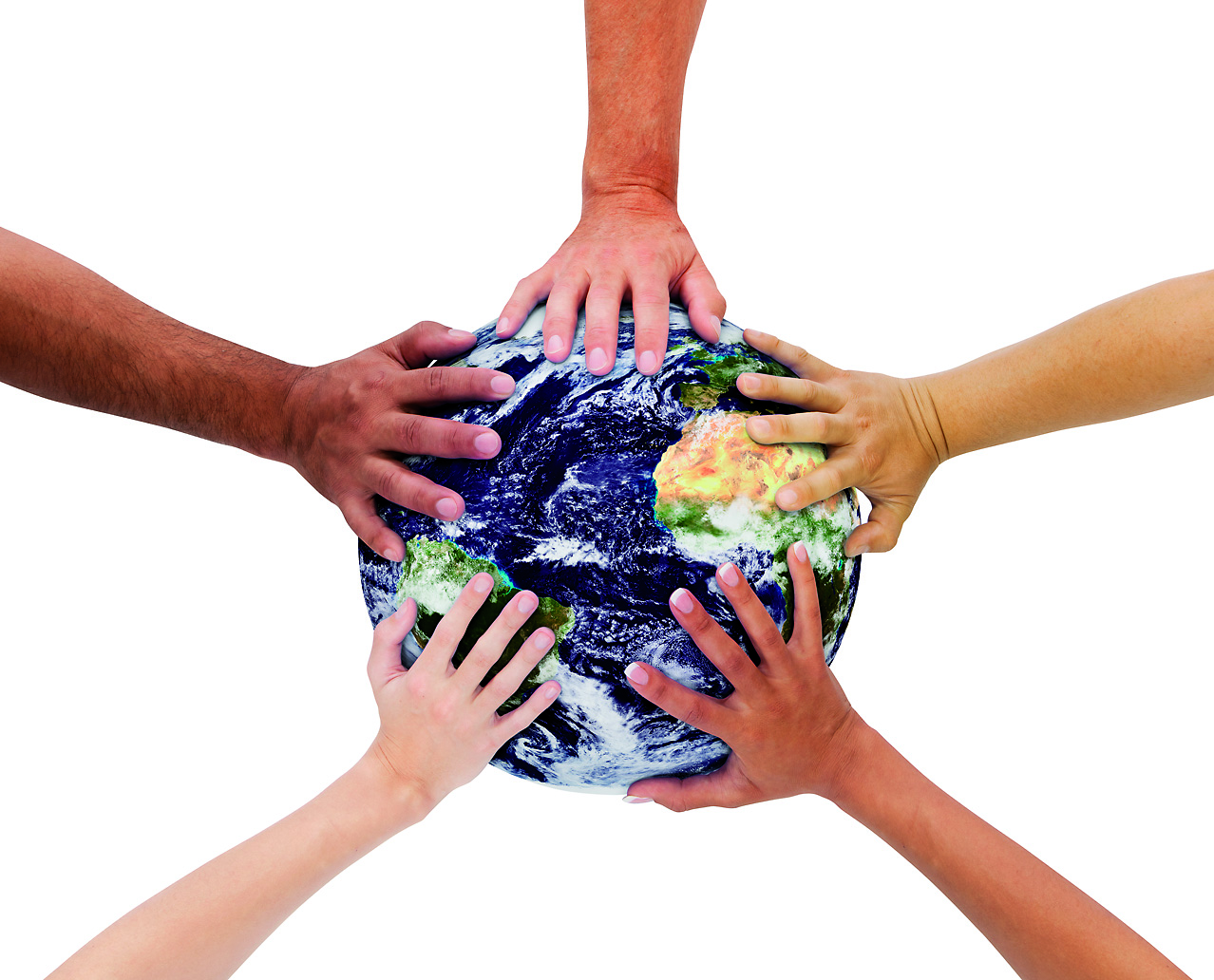 A picture of hands holding the planet Earth