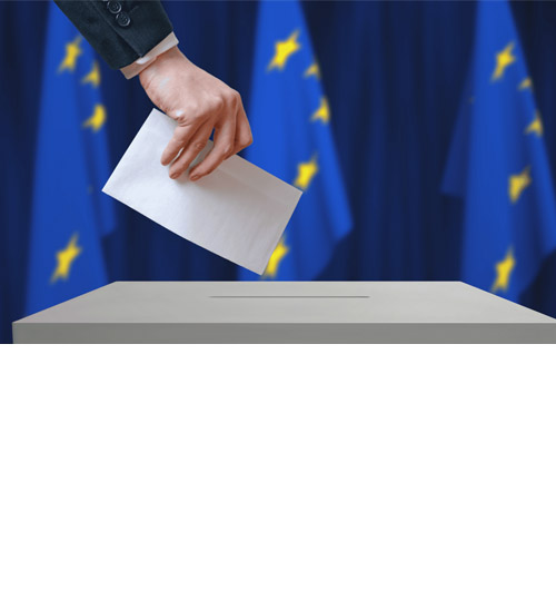 Person casting a vote in European elections