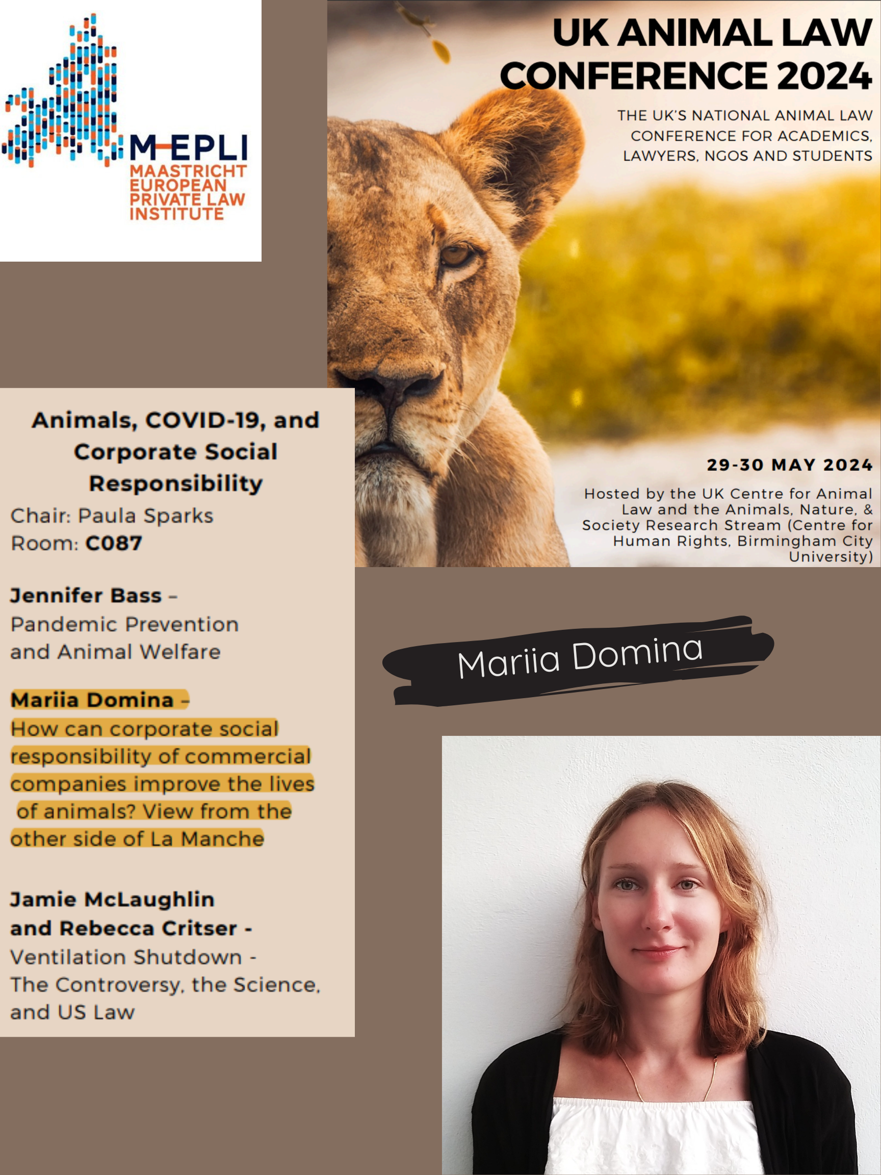 Mariia Domina presents at UK Animal Law Conference 2024