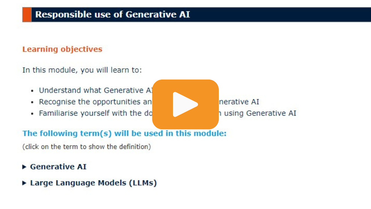 Responsible use of generative AI module