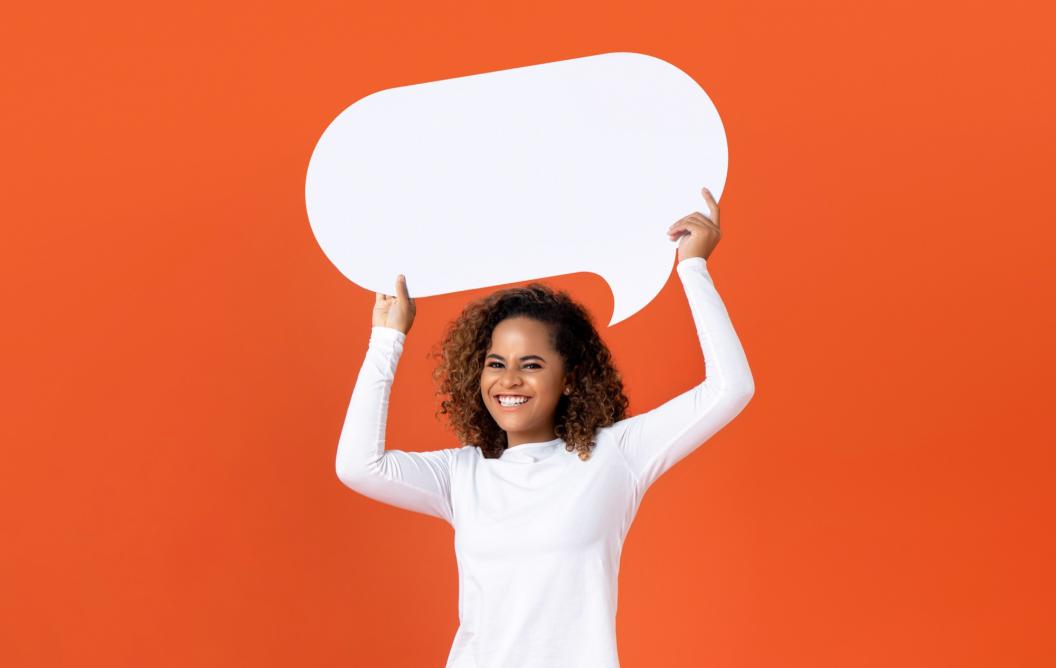 Highschool panel girl with speech bubble