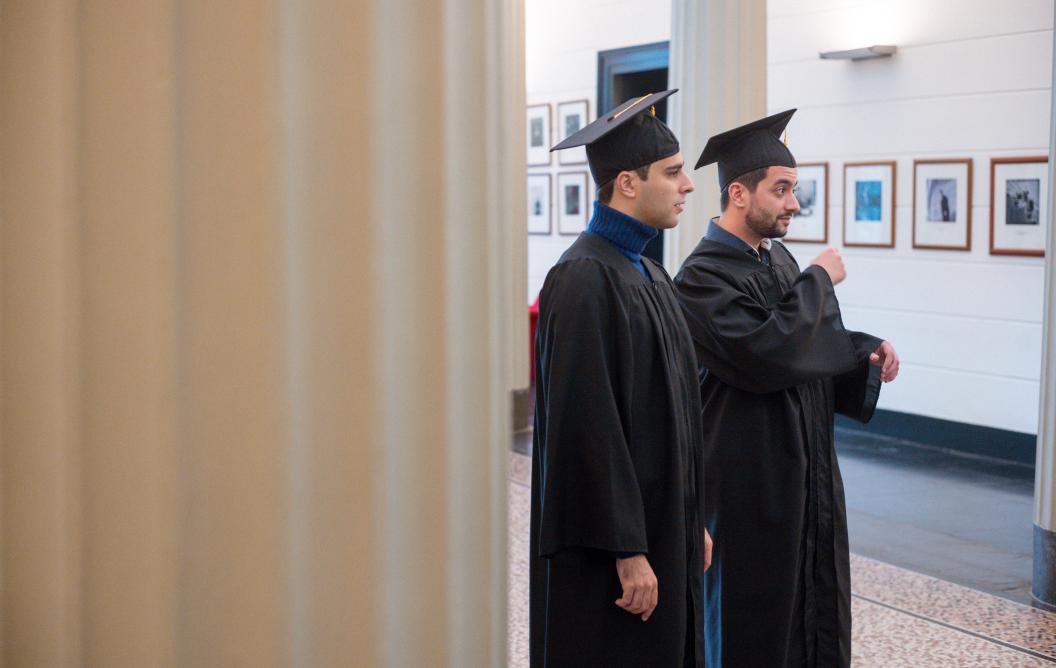 Theo and Stefanos in their graduation gown