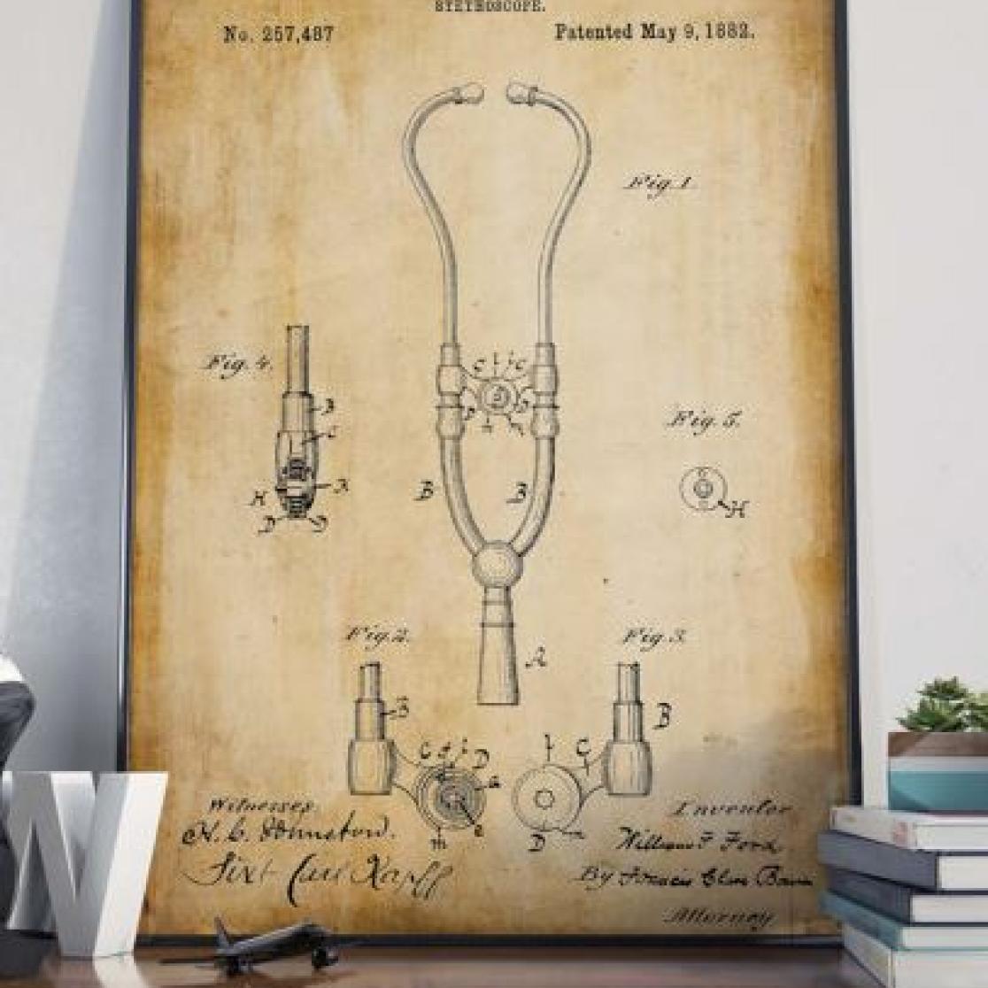 Stethoscope Patent Print