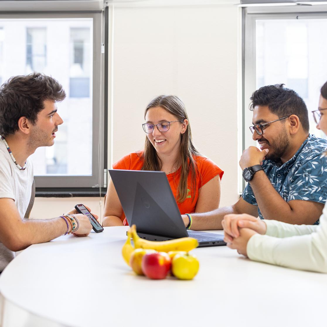 Students chatting in the common room