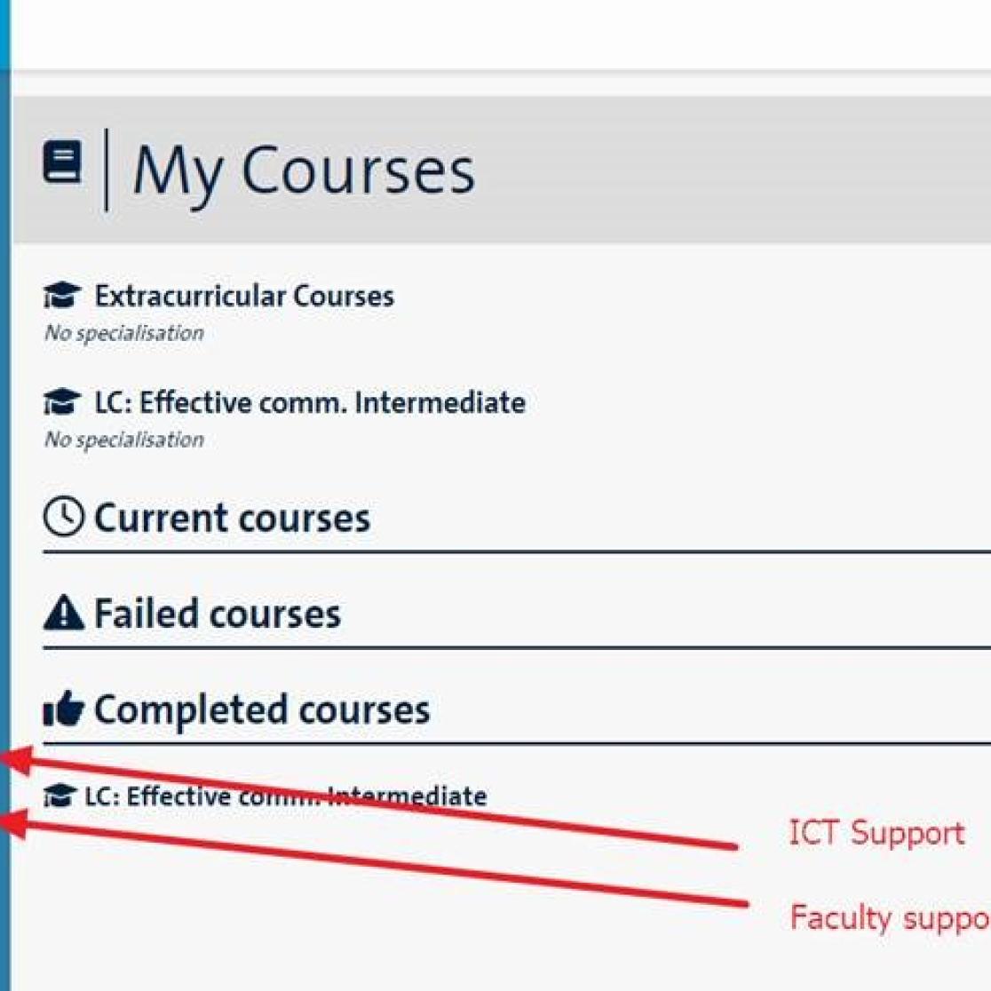 Student Portal What is new in February 2024 seperate menu items for ICT support and Faculty support