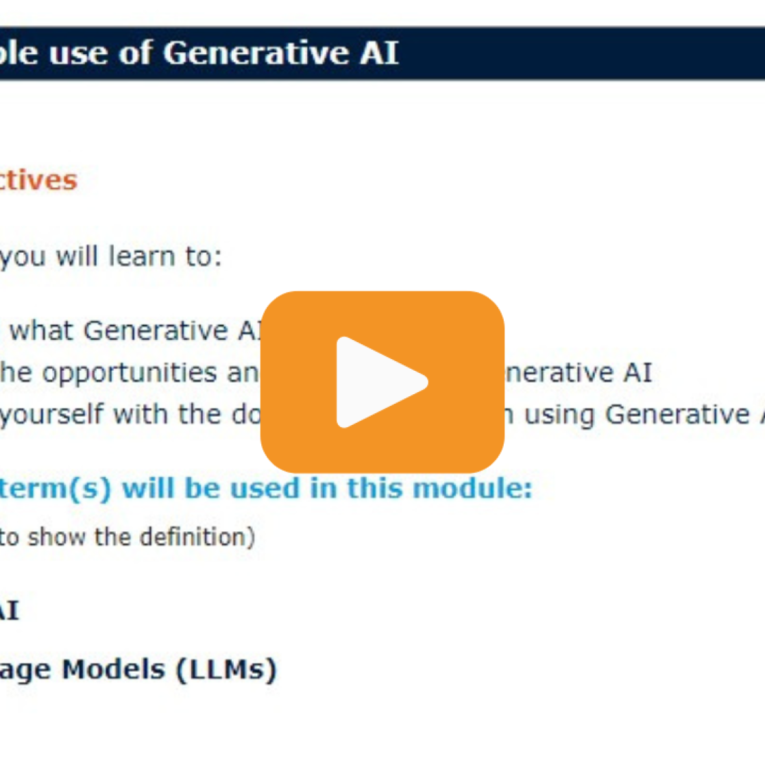 Responsible use of generative AI module