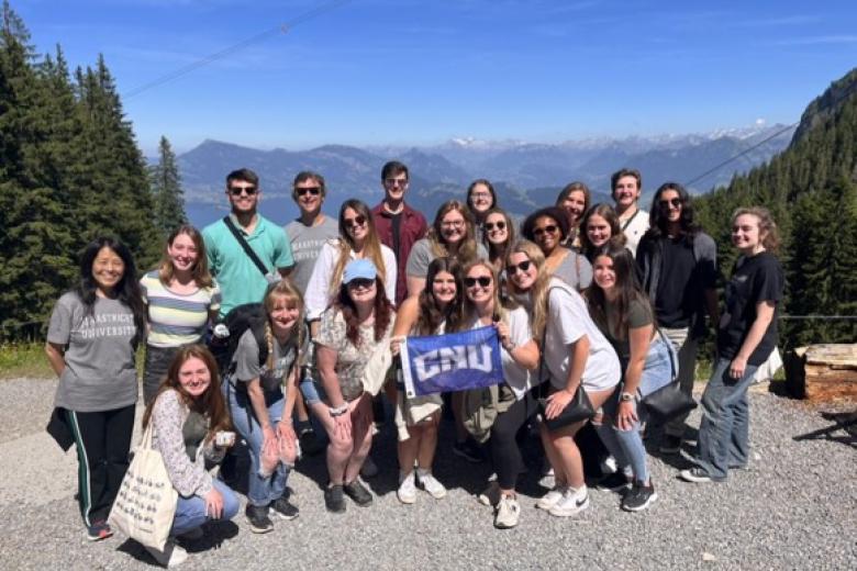 Christopher Newport University students during a group trip in Switzerland