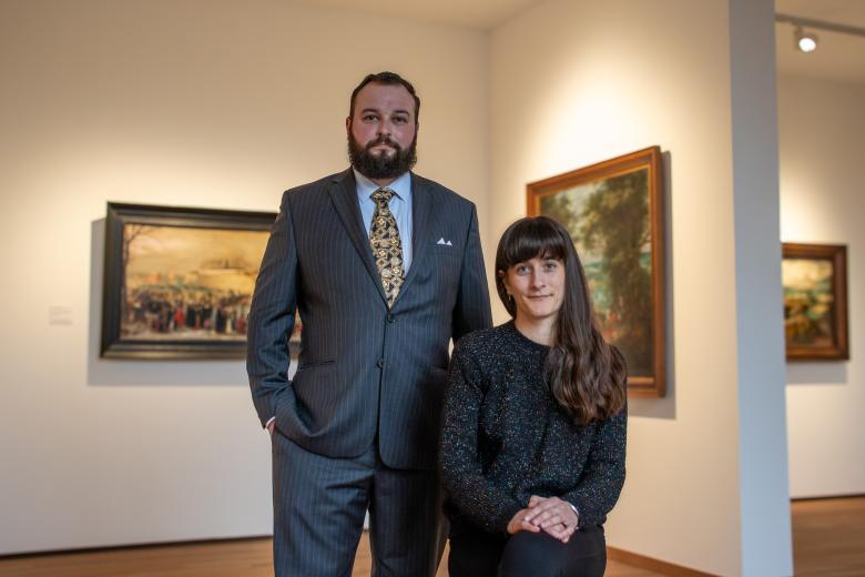 Two researchers in a museum